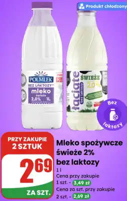 Dino Mleko spożywcze świeże 2% bez laktozy Polmlek / Łaciate oferta