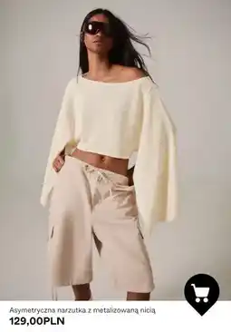 Bershka Asymetryczna narzutka z metalizowaną nicią oferta