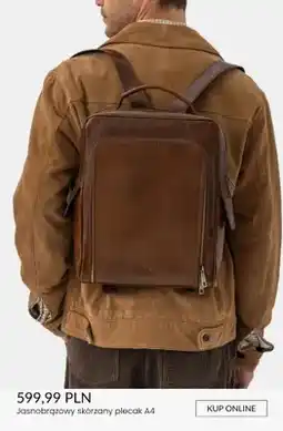 Ryłko Jasnobrązowy skórzany plecak A4 Ryłko oferta