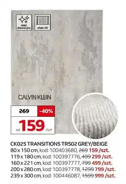 Komfort Dywan CK025 Transitions TRS02 Grey/Beige Calvin Klein 80x150 cm oferta