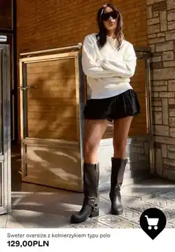 Bershka Sweter oversize z kołnierzykiem typu polo oferta