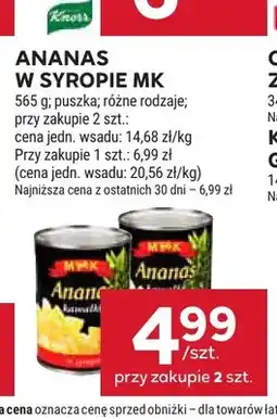 Stokrotka Ananas w puszce w syropie kawałki MK oferta