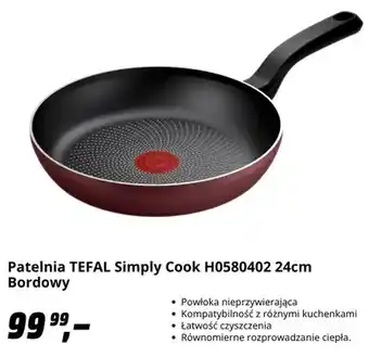 Patelnia Tefal Simply Cook H0580402 24 cm bordowy