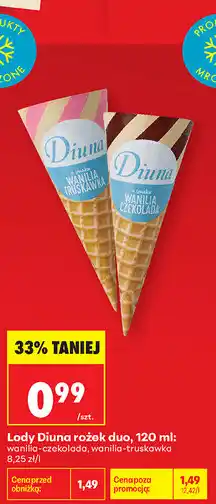 Biedronka Lody Diuna rożek duo oferta