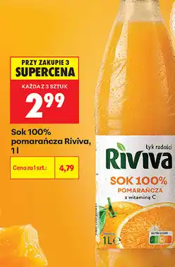 Biedronka Sok 100% pomarańcza Riviva oferta