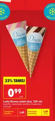 Biedronka Lody Diuna rożek duo wanilia-czekolada oferta