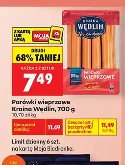Biedronka Parówki wieprzowe Kraina Wędlin oferta