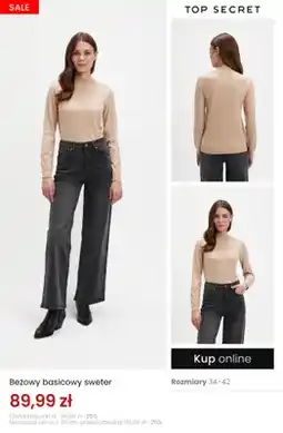 Top Secret Beżowy basicowy sweter Top Secret oferta