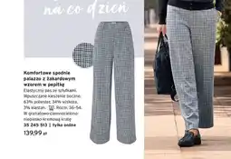 Tchibo Komfortowe spodnie palazzo z żakardowym wzorem w pepitkę oferta