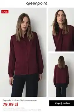 Greenpoint Elegancka bordowa bluzka z wiązaniem Greenpoint oferta