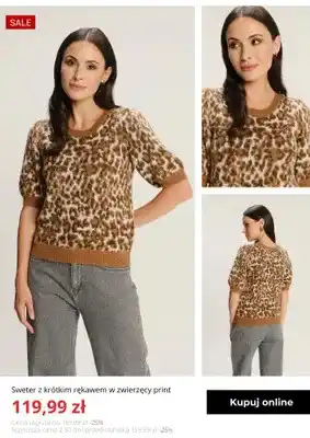 Sweter z krótkim rękawem w zwierzęcy print Greenpoint
