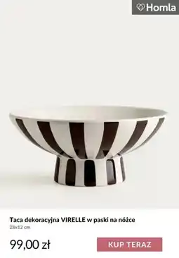 Homla Taca dekoracyjna Virelle w paski na nóżce 28x12 cm Homla oferta