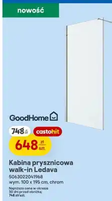 Castorama Kabina prysznicowa walk-in GoodHome Ledava 100x195 cm chrom oferta