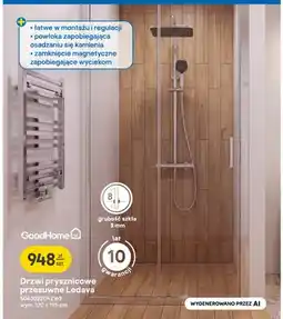 Castorama Drzwi prysznicowe przesuwne GoodHome Ledava 120x195 cm oferta