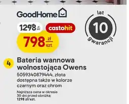 Castorama Bateria wannowa wolnostojąca GoodHome Owens złota oferta