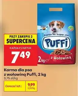 Biedronka Karma dla psa z wołowiną Puffi, 2 kg oferta