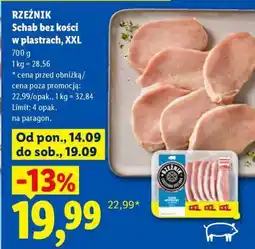 Lidl Rzeźnik Schab bez kości w plastrach, XXL oferta