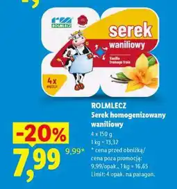 Lidl ROLMLECZ Serek homogenizowany waniliowy oferta