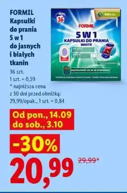 Lidl FORMIL Kapsułki do prania 5 w 1 do jasnych i białych tkanin oferta