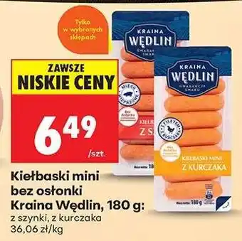 Biedronka Kiełbaski mini bez osłonki Kraina Wędlin, 180 g oferta