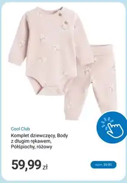 Smyk Komplet dziewczęcy body z długim rękawem półśpiochy różowy Cool Club oferta
