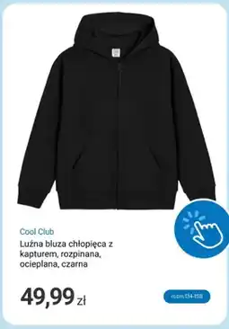 Smyk Luźna bluza chłopięca z kapturem rozpinana ocieplana czarna Cool Club oferta
