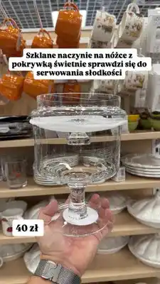 Pepco Szklane naczynie na nóżce z pokrywką oferta
