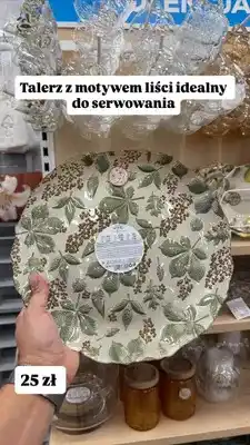 Pepco Talerz szklany Pepco Home z motywem liści oferta