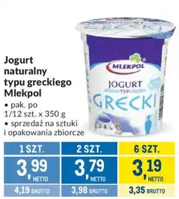 Makro Jogurt naturalny typu greckiego Mlekpolski oferta