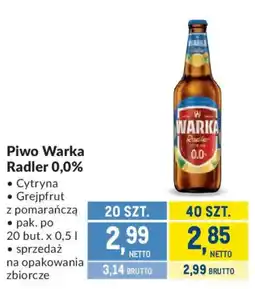 Makro Piwo Warka Radler 0,0% oferta