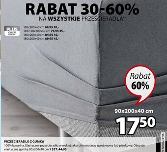JYSK Prześcieradło z gumką 90x200x40cm oferta