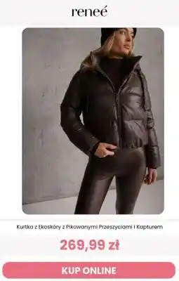 Renee Kurtka z ekoskóry z pikowanymi przeszyciami i kapturem Reneé oferta