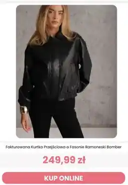 Renee Fakturowana kurtka przejściowa o fasonie ramoneski bomber Reneé oferta