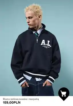 Bershka Bluza z połową suwaka i naszywką oferta