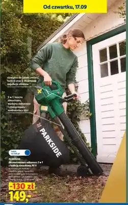 Lidl Akumulatorowy odkurzacz 3 w 1 z funkcją dmuchawy Parkside 40V oferta