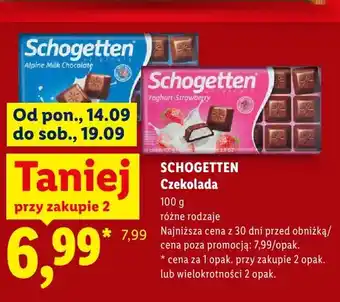 Lidl Czekolada Schogetten Alpine Milk Chocolate oferta