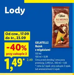 Lidl Lody rożek z migdałami Gelatelli Almond oferta