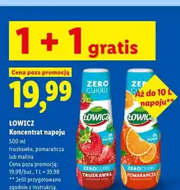 Lidl Koncentrat napoju Łowicz Zero Cukru truskawka oferta