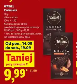 Lidl Czekolada gorzka klasyczna 64% Wawel oferta