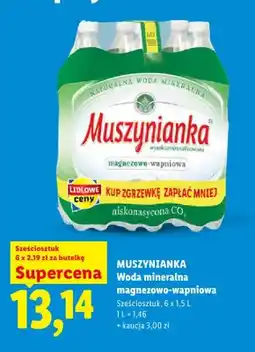 Lidl Woda mineralna Muszynianka magnezowo-wapniowa niskonasycona CO2 6-pak oferta