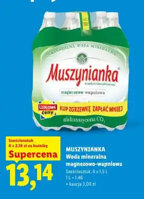 Lidl Woda mineralna Muszynianka magnezowo-wapniowa niskonasycona CO2 6-pak oferta
