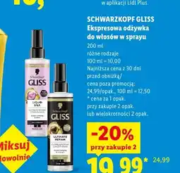 Lidl Ekspresowa odżywka do włosów w sprayu Schwarzkopf Gliss Liquid Silk oferta