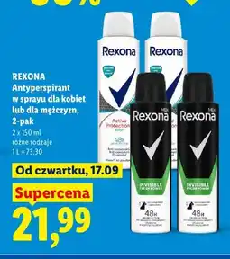 Lidl Antyperspirant w sprayu dla kobiet Rexona Active Protection Fresh 2-pak oferta