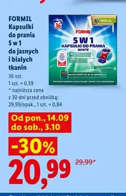 Lidl Kapsułki do prania Formil 5 w 1 do jasnych i białych tkanin oferta