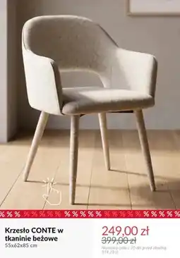 Homla Krzesło Conte w tkaninie beżowe 55x62x85 cm oferta