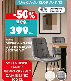 Biedronka Zestaw 4 krzeseł tapicerowanych Bacic Velvet Vilandy oferta
