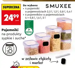 Biedronka Pojemniki na produkty sypkie i suche 4 pojemniki Smukee oferta