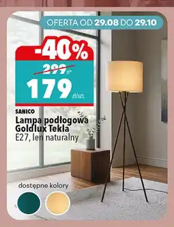 Biedronka Lampa podłogowa Goldlux Tekla E27 len naturalny Sanico oferta