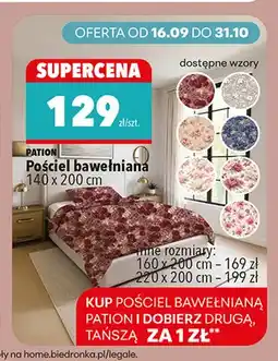 Biedronka Pościel bawełniana 140x200 cm Pation oferta