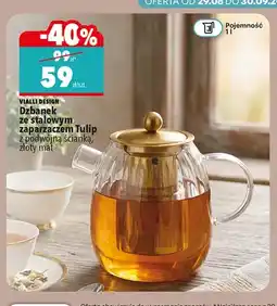 Biedronka Dzbanek ze stalowym zaparzaczem Tulip z podwójną ścianką 1 l złoty mat Vialli Design oferta